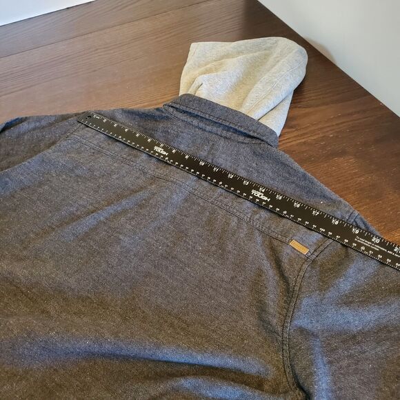 Vtg Rip Curl Youth Shirt w/Hoodie L Gray Button Down Skater Jacket Slant Pockets - Picture 10 of 16